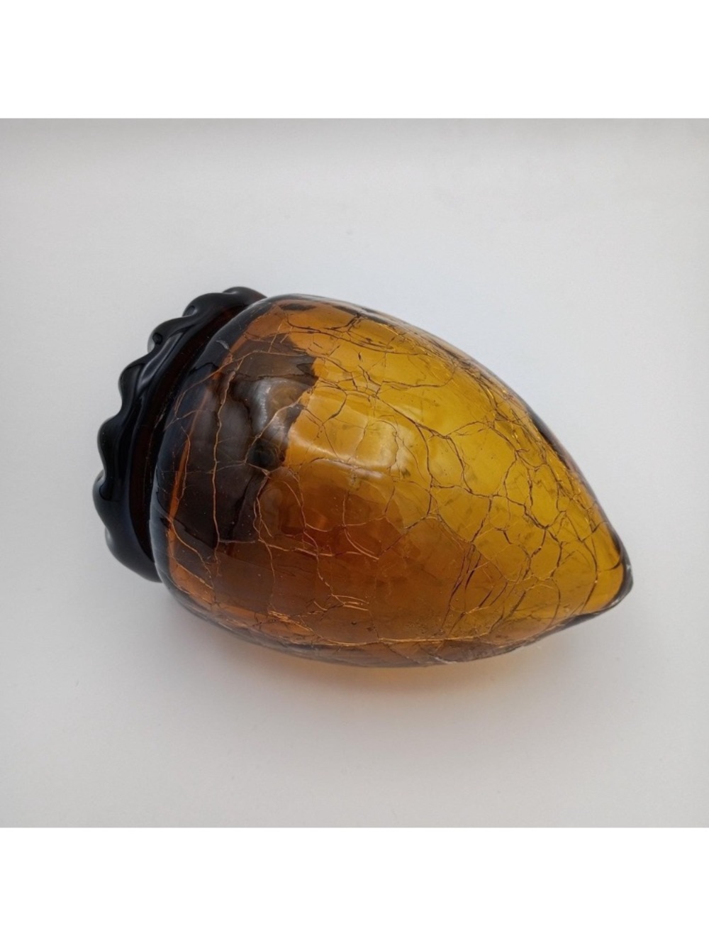 Amber Crackle Glass Accent Sculpture - Decorative Home Art